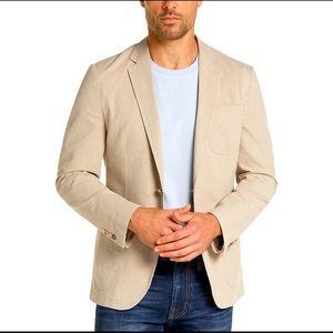 Joseph Abboud JOE Tan Seersucker Slim Fit Casual Coat NWT